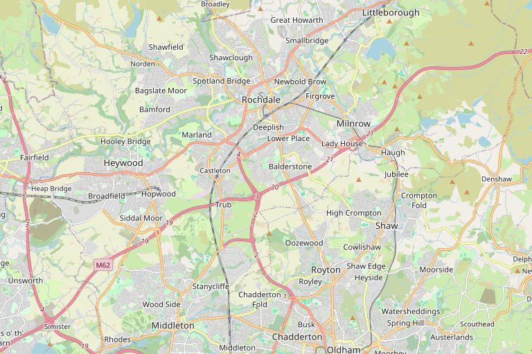 Map of Rochdale and the surrounding area